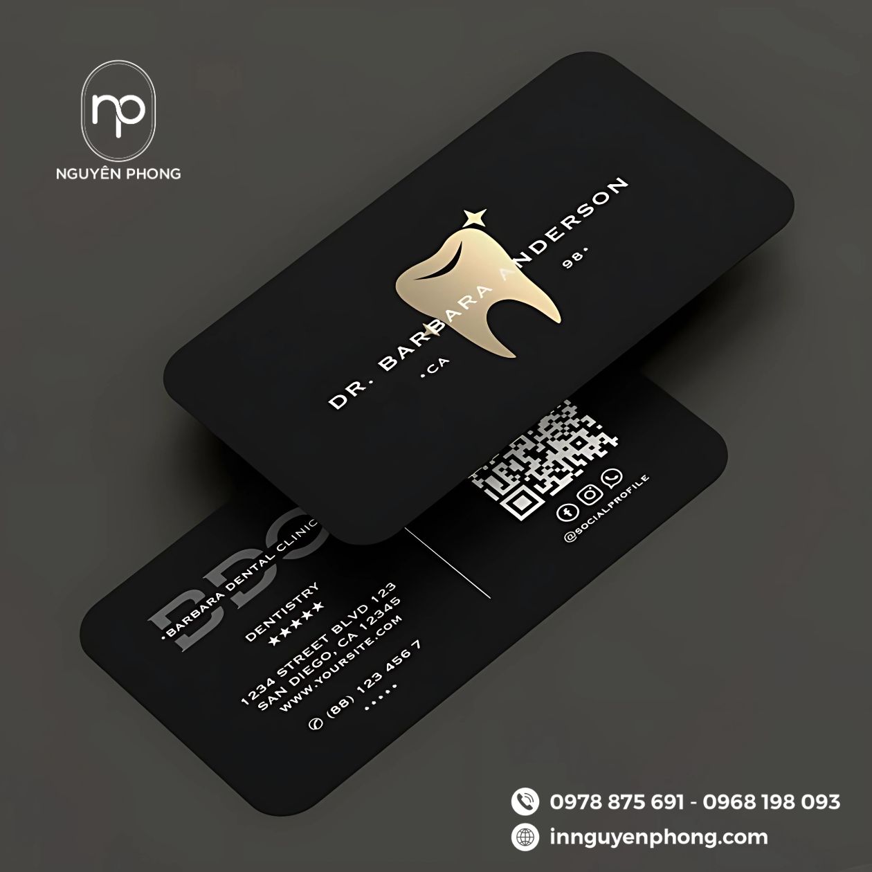 Mẫu thiết kế logo nha khoa in trên card visit